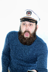 man beard sailor isolated