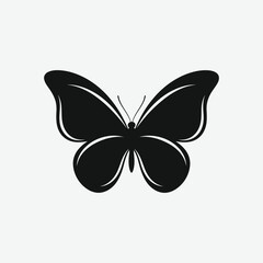 Download a simple, clean butterfly silhouette on a plain white background. Perfect for minimalist decor, crafts, prints, and modern design projects.