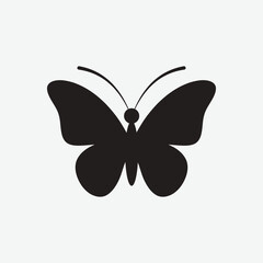 Download a simple, clean butterfly silhouette on a plain white background. Perfect for minimalist decor, crafts, prints, and modern design projects.