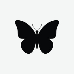 Download a simple, clean butterfly silhouette on a plain white background. Perfect for minimalist decor, crafts, prints, and modern design projects.