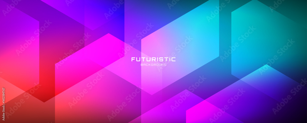 Poster 3d colorful abstract background overlap layer on dark space with glowing hexagons effect decoration.