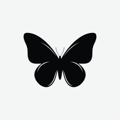 Download a simple, clean butterfly silhouette on a plain white background. Perfect for minimalist decor, crafts, prints, and modern design projects.