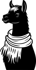 llama wearing scarf illustration