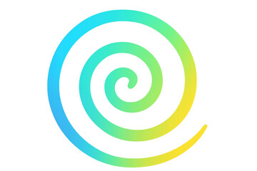Colorful gradient spiral rotating on transparent background, ideal for graphic design projects
