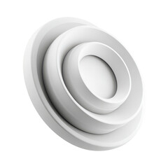 Elegant Abstract White Concentric Rotating Rings isolated On Transparent Png Background.