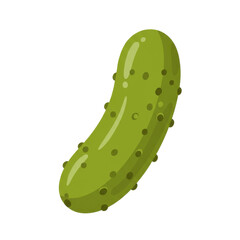 Cartoon illustration of a shiny green pickle with a smooth surface and small bumps