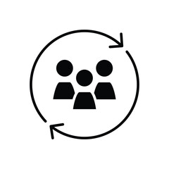 Black People Line Circle Icon