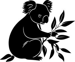 koala with eucalyptus leaves illustration