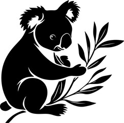 koala with eucalyptus leaves illustration