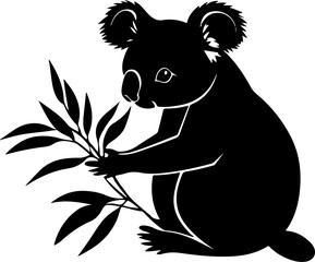 koala with eucalyptus leaves illustration