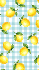  fruits and check pattern wallpaper