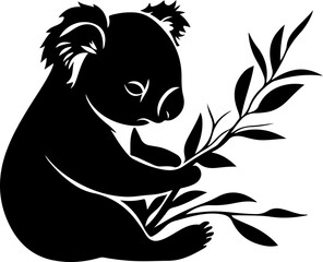 koala with eucalyptus leaves illustration
