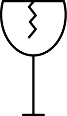 Thin Icon of Broken Wine Glass for Graphics, Concept, Apps