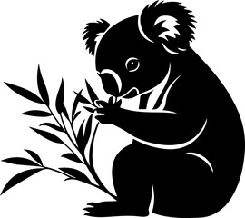 koala with eucalyptus leaves illustration