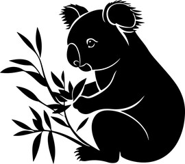 koala with eucalyptus leaves illustration