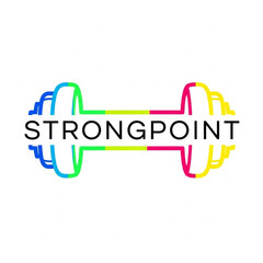 Fototapeta premium Colorful dumbbell graphic with the word 