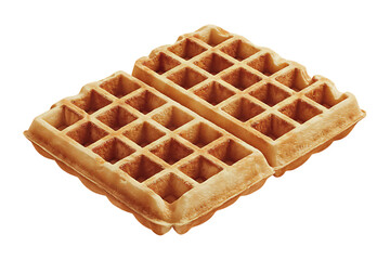 A Pair of Golden Brown, Crispy Waffles Ready to Eat