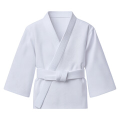 White Gi Uniform for Martial Arts and Sports Training Apparel isolated on transparent background.