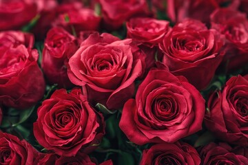 Fototapeta premium Abundant red roses backdrop lovely bouquet for your cherished ones celebrations anniversaries or Valentine s Day