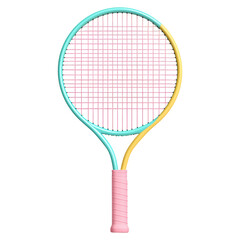 Vibrant Tennis Racket with Colorful Design and Pattern isolated on transparent background.