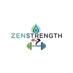 A logo design combining yoga and weightlifting imagery for a wellness brand.