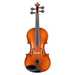 Fototapeta premium Classic Wooden Violin with Elegant Curved Design and Shine isolated on transparent background.