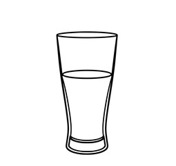 Glass of Juice: Simple Line Art Illustration of a Glass