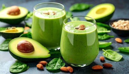 Green smoothie with avocado