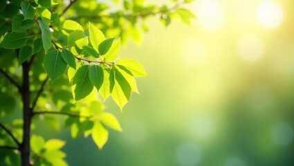 Fototapeta premium Vivid green leaves bathed in sunlight.