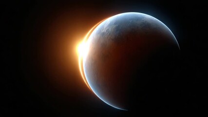 Celestial Sunrise: A breathtaking visual spectacle of a planet bathed in the golden light of its sun, the curvature of the world a majestic sight against the cosmic dark. - Powered by Adobe