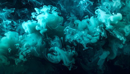 Teal Ink Swirls with Abstract Background.