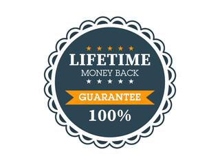Lifetime Guarantee Badge Money Back Seal 100 Percent Certified Label