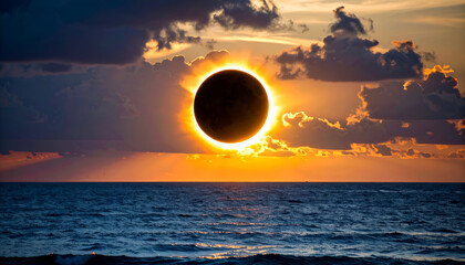Total Solar Eclipse Sunset Ocean.