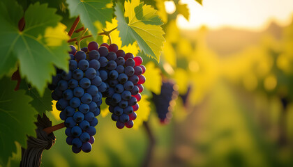 Fototapeta premium Wine Grapes on the Vine Close-up