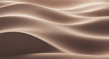 Fototapeta premium Abstract image of flowing, smooth, sand-colored waves or dunes with soft lighting and subtle shadows creating a serene and calming effect.