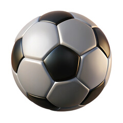 Classic black and white soccer ball isolated on transparent background