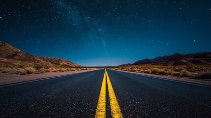 Fototapeta premium Empty highway under a starlit sky.