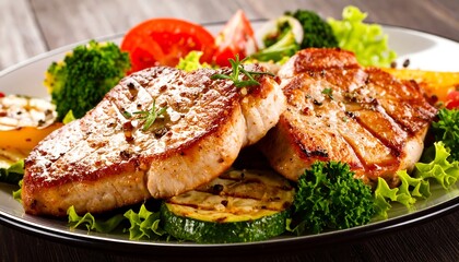 Grilled pork chops with roasted vegetables (2)