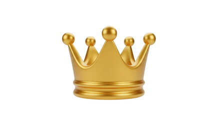 3d illustration of a gleaming golden crown with a smooth polished finish isolated on transparent background