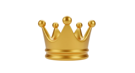 3d illustration of a gleaming golden crown with a smooth polished finish isolated on transparent background