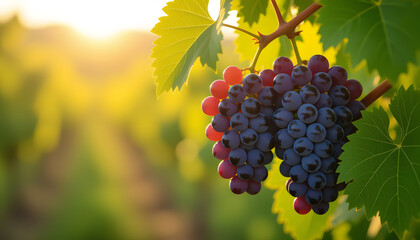 Naklejka premium Grapes on the Vine, Ready for Harvest