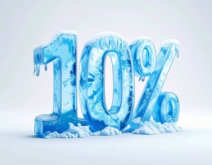 Icy 10 Percent Off Symbol with Frost and Ice