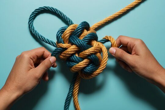 Hands Untangling Intertwined Ropes - Solving Complex Problems & Business Challenges