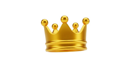 3d illustration of a simple golden crown isolated on transparent background