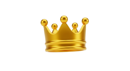 3d illustration of a simple golden crown isolated on transparent background