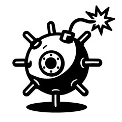 Obraz premium Classic Sea Mine: A Powerful Naval Weapon Symbolizing Conflict, Danger, and Underwater Warfare