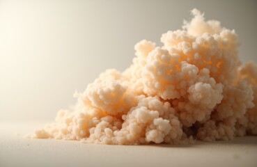 Colorful cloud of powder or smoke with soft texture and warm tones on a neutral background