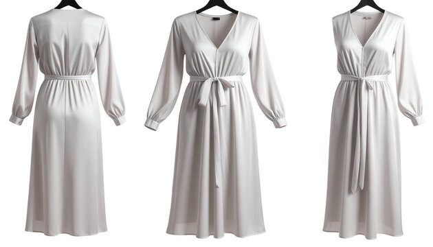 Chiffon wrap dress night dress nighty with long sleeves and a tie waist isolated on transparent background png file 
