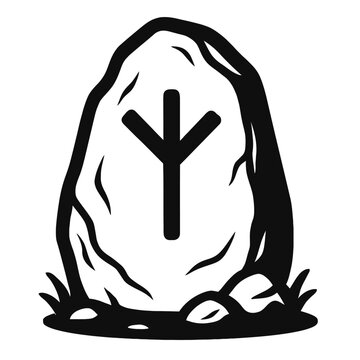 Ancient Rune Stone with Algiz Symbol, Representing Protection and Spirituality