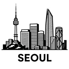Fototapeta premium Iconic Seoul City Skyline Featuring Famous Landmarks and Urban Architecture